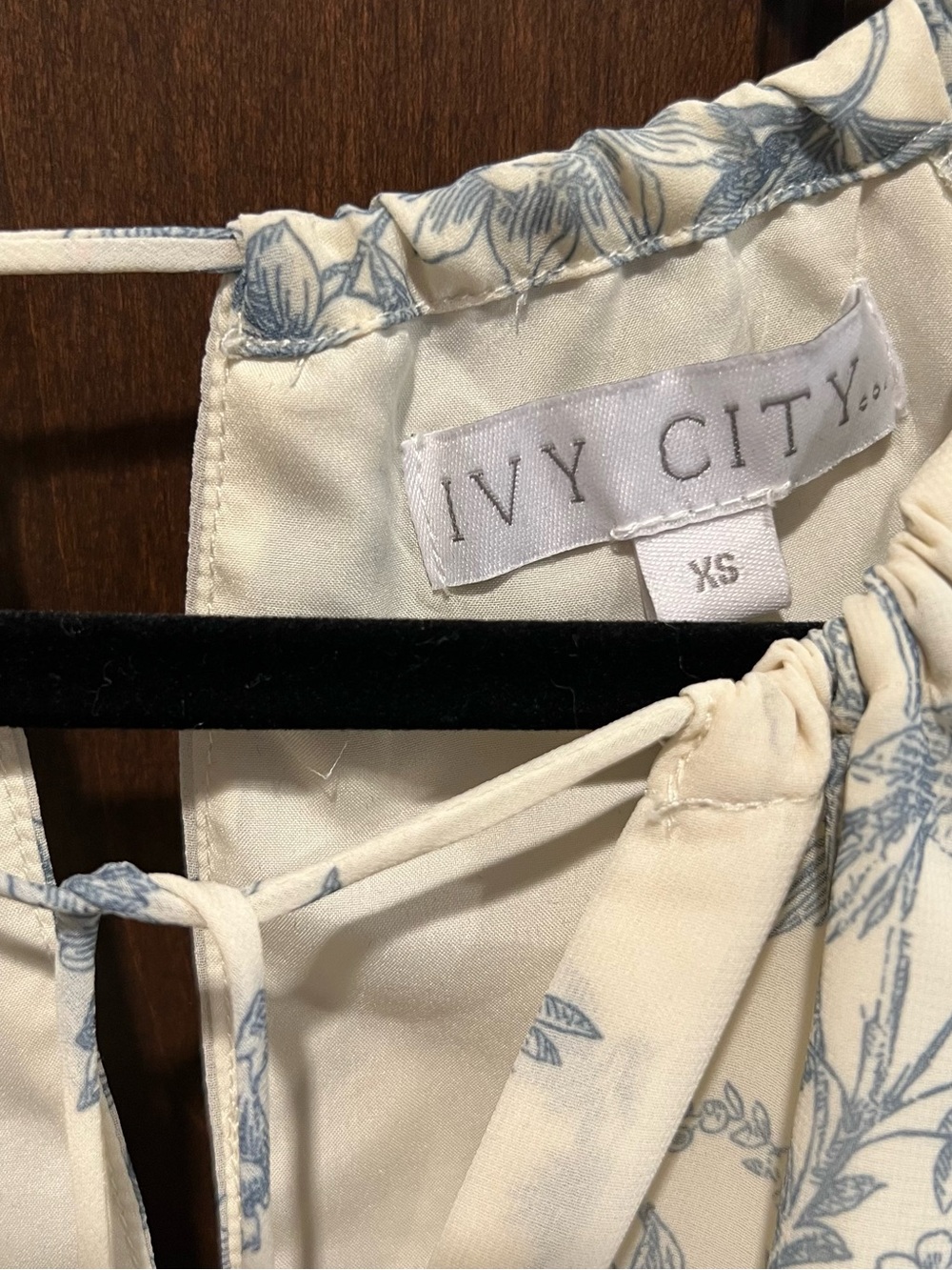 Ivy City Co Imogene Cream Maxi Dress with Blue Toile Floral Print - Picture 3 of 6
